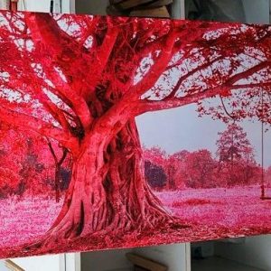 Tre og huske i rødt-60X120 CM