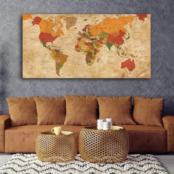 Lerretsbilde - Verdenskart - 80x40 cm - Image 2